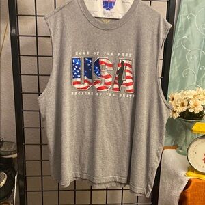 Faded Glory Gray USA Sleeveless T-Shirt